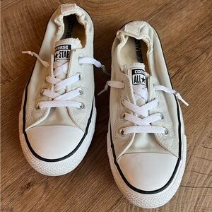 Unisex Converse All Star Cream Low Rise Slip on Canvas Sneakers Sz 9 pre-Owned